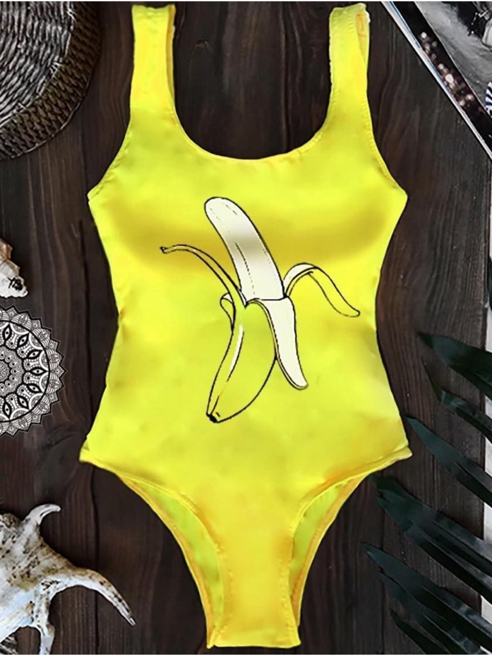 Bright Yellow Banana Graphic One-Piece Swimsuit - Picture 3 of 9